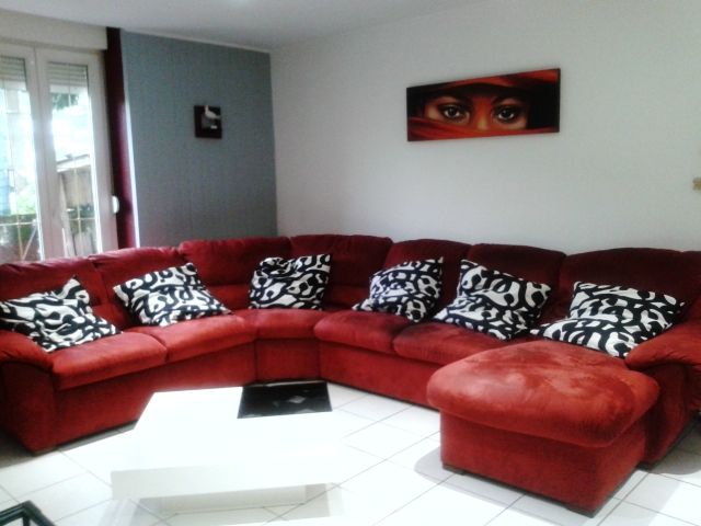 canapé angle rouge, table salon et meuble tv acheter vendre