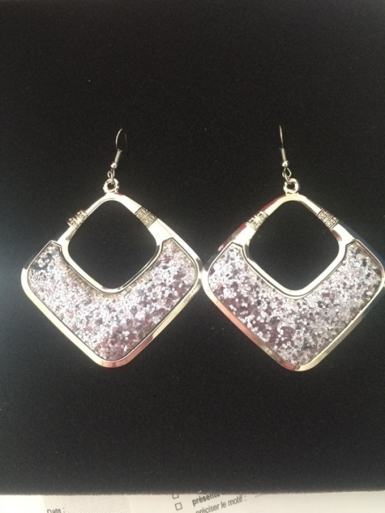 Boucles d'oreilles pendantes à paillettes argentées neuves acheter vendre