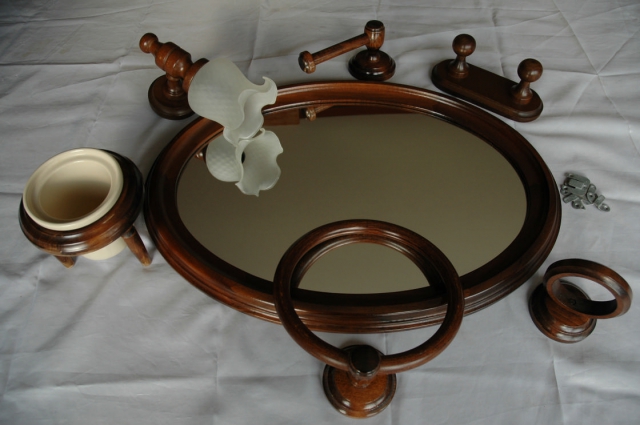 Miroir et 6 Accessoires en bois Salle de Bain & WC acheter vendre