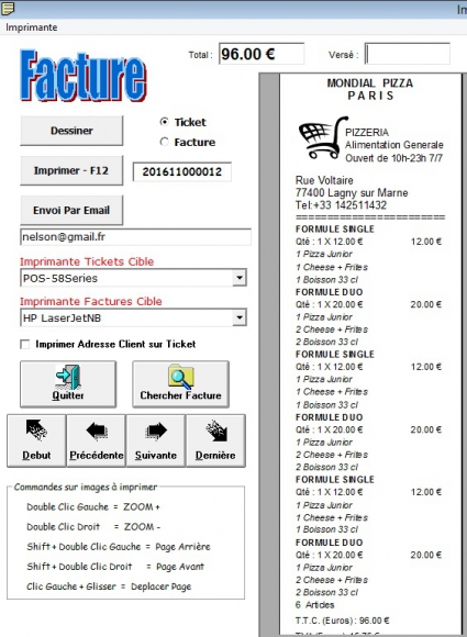 Logiciel Caisse Pizzeria ou autre activité acheter vendre