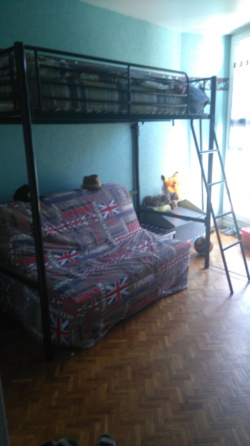 Lit mezzanine acier gris très bon état  acheter vendre