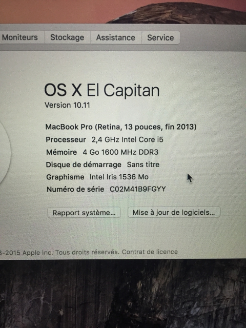 Vend Mac Book Pro Rétina  acheter vendre