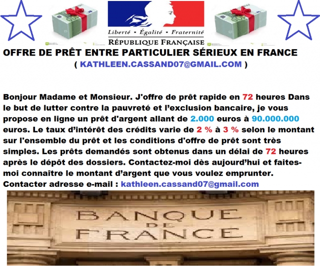   OFFRE DE PRÊT ENTRE PARTICULIER SÉRIEUX EN FRANCE  acheter vendre